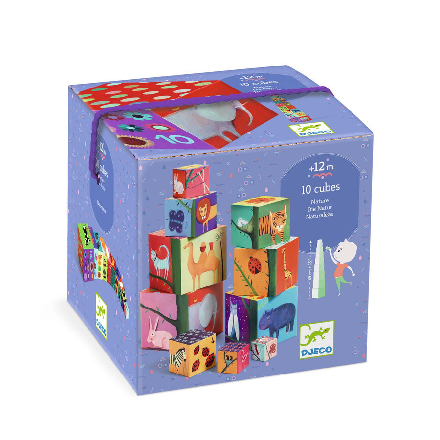 Djeco 10 Stackable Cube Blocks: Nature