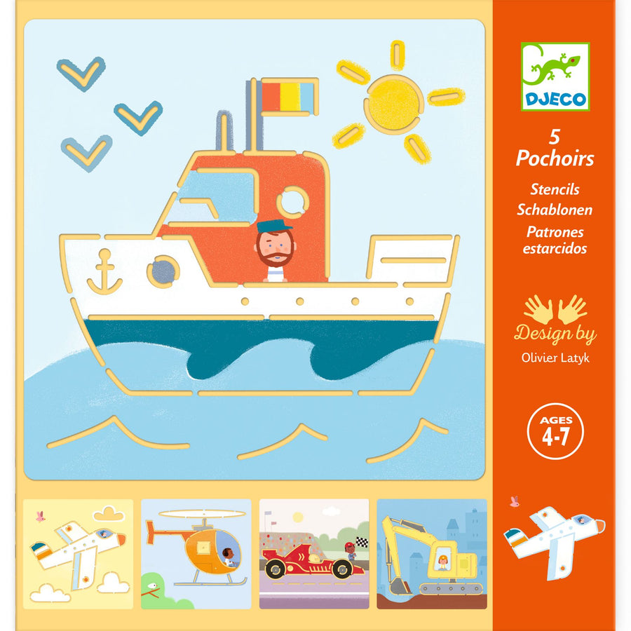Djeco Stencils: Transports & Co (4-7yrs)