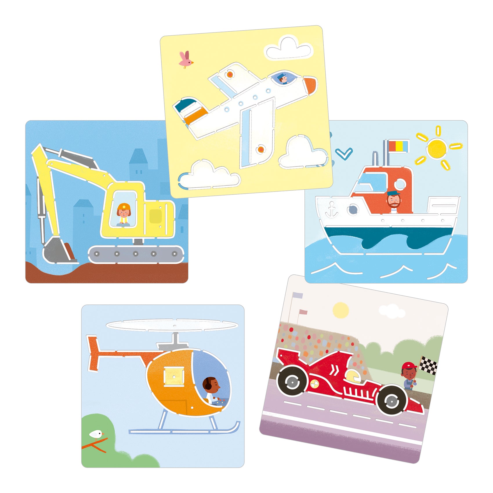 Djeco Stencils: Transports & Co (4-7yrs)