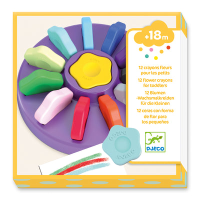 Djeco 12 Flower Crayons For Toddlers (18moths+)
