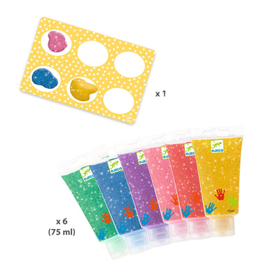 Djeco 6 tubes of finger paint - Glitter (18months+)