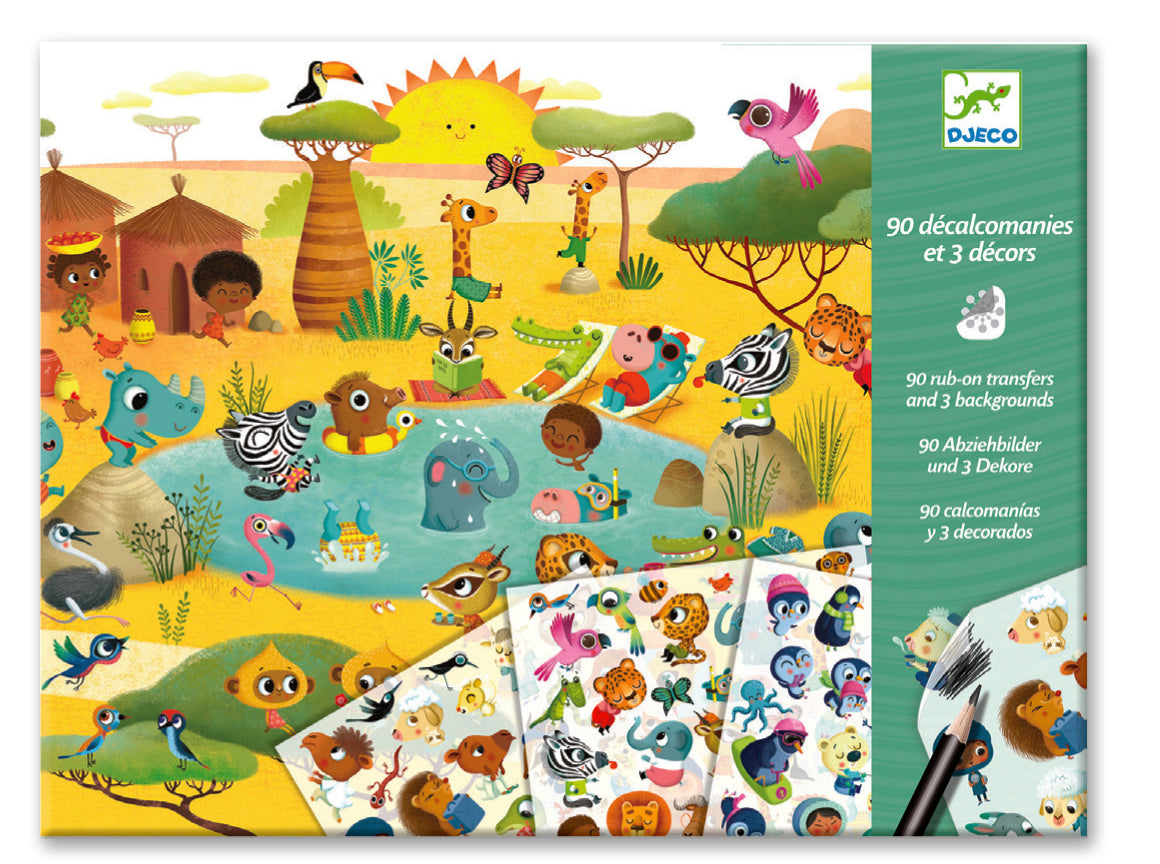 Djeco Rub-On Transfers: Savannah, Desert & North Pole