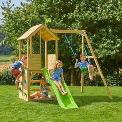 TP Toys Treehouse Wooden Play Tower with Swing, Climbing Wall & Wavy Slide (DELIVERY USUALLY WITHIN 4-6 WEEKS)