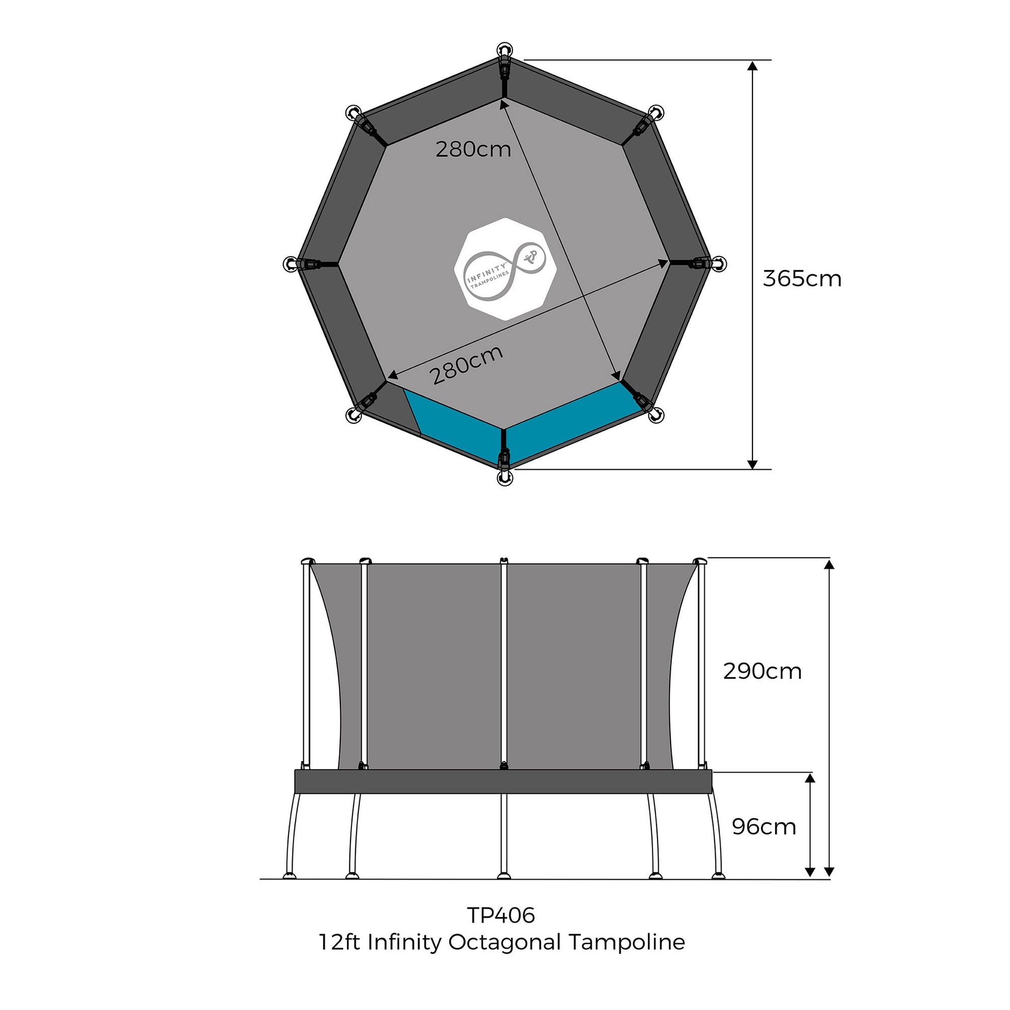 TP Toys 12ft Infinity Octagonal Trampoline & Accessories (DELIVERY USUALLY WITHIN 2-4 WEEKS)