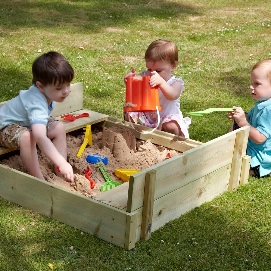 TP Toys Wooden Lidded Sandpit + FREE SANDPIT ACCESSORY PACK