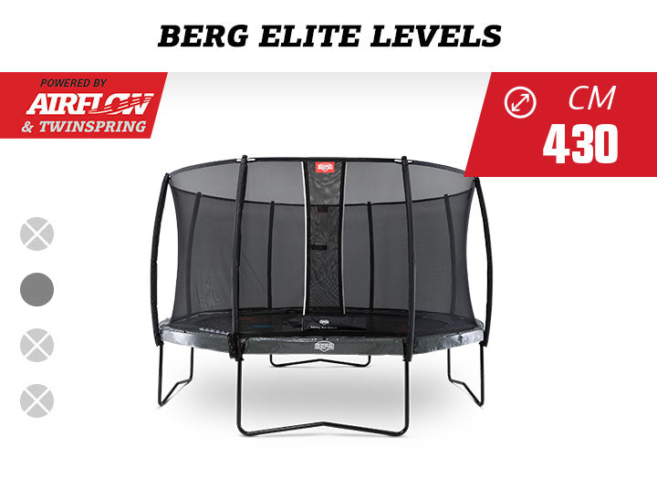 BERG ELITE 14FT LEVELS GAME TRAMPOLINE + SAFETY NET DELUXE