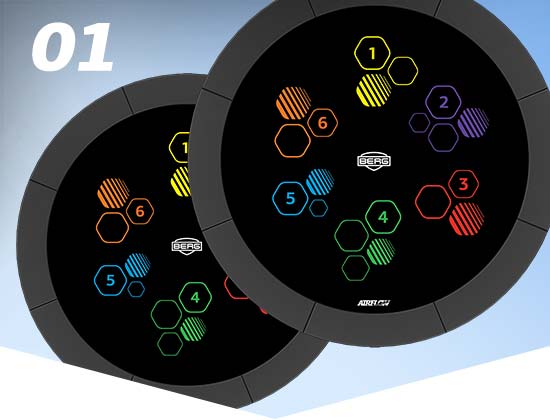 BERG ELITE 14FT LEVELS GAME TRAMPOLINE + SAFETY NET DELUXE