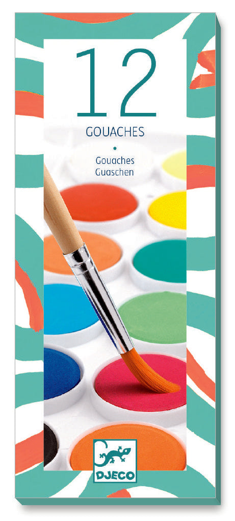 Djeco Gouache Paints: 12 Classic Colours (4+yrs)
