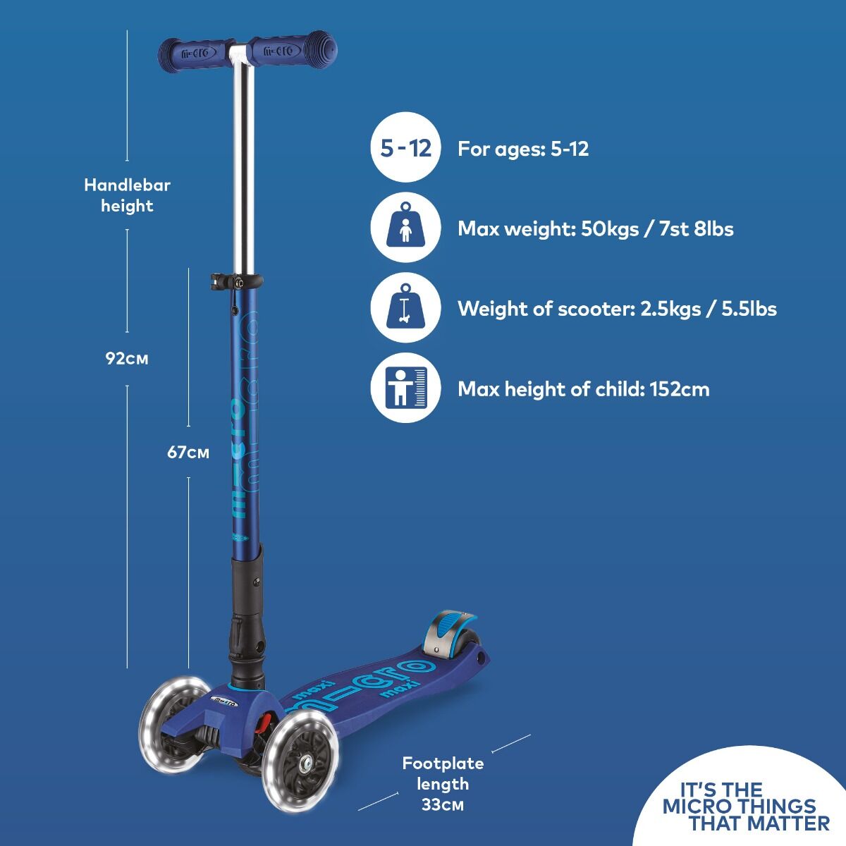 MAXI MICRO LED DELUXE FOLDABLE SCOOTER BLUE