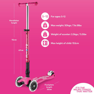 MAXI MICRO LED DELUXE FOLDABLE SCOOTER PINK