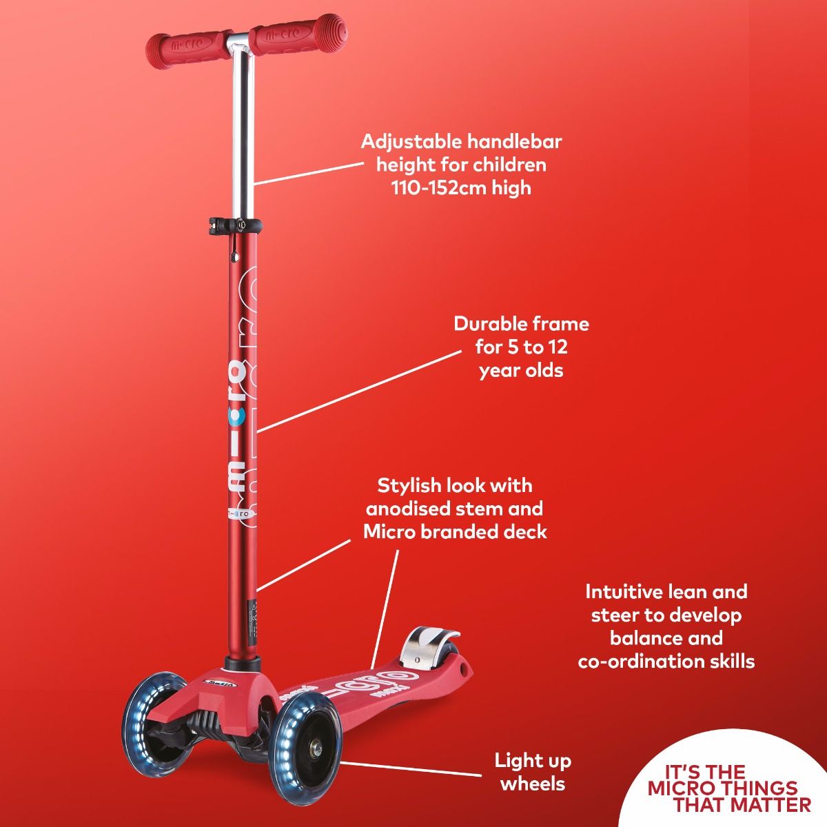 Maxi Micro LED Deluxe Scooter (Red)
