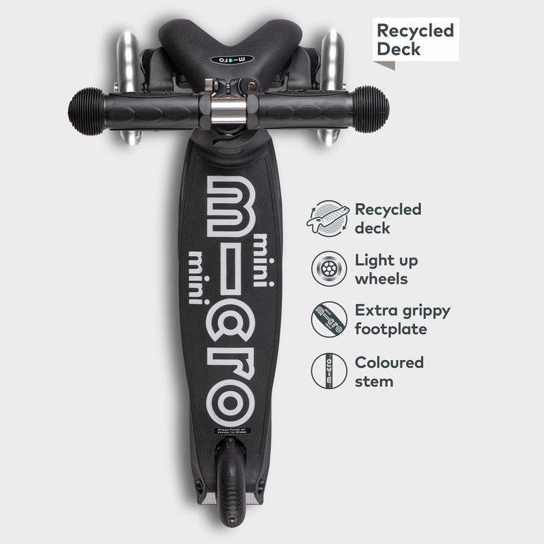 MINI MICRO LED DELUXE ECO SCOOTER: BLACK