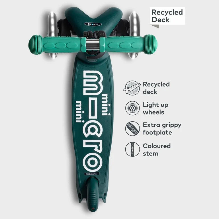 MINI MICRO LED DELUXE ECO SCOOTER: GREEN