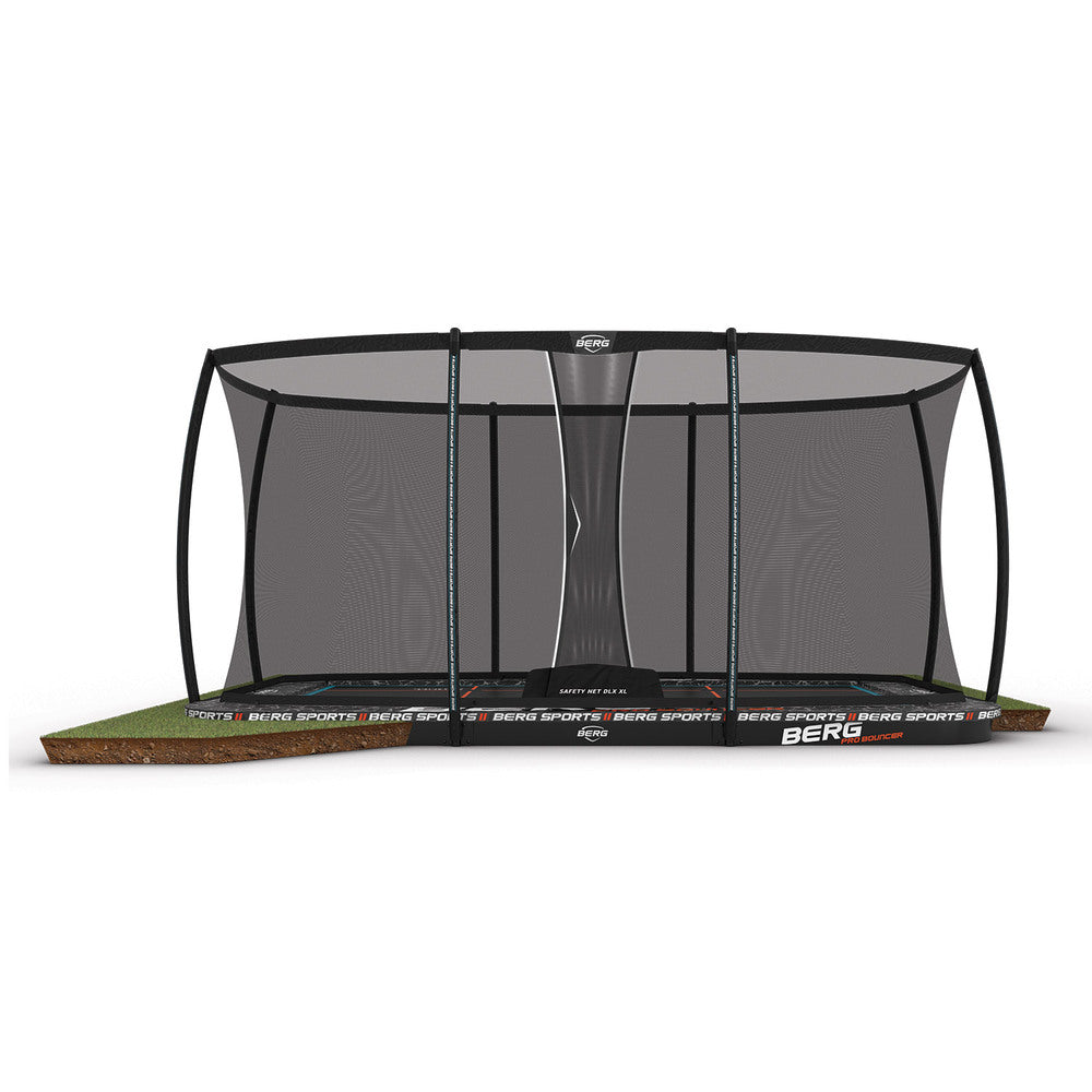 BERG ULTIM PRO BOUNCER 16.5 x 10ft FLATGROUND + SAFETY NET DLX XL