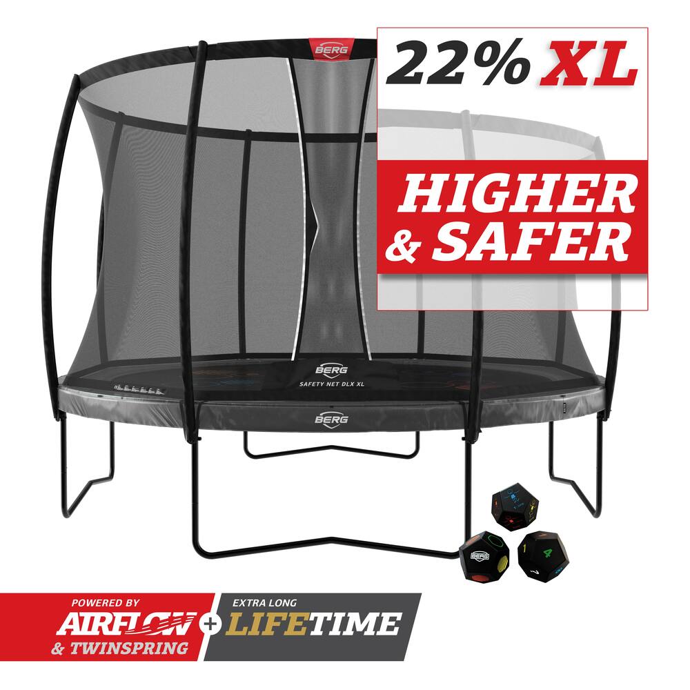 BERG ELITE 14FT LEVELS TRAMPOLINE + SAFETY NET DLX XL