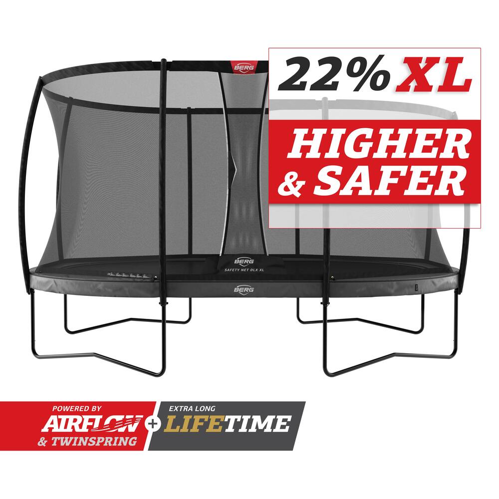 BERG GRAND ELITE 17 x 11ft TRAMPOLINE + SAFETY NET DLX XL