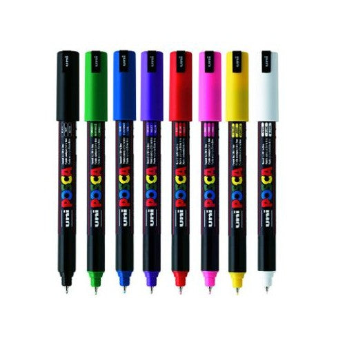 POSCA PC-1M Extra Fine Paint Marker: Standard Colours (8)