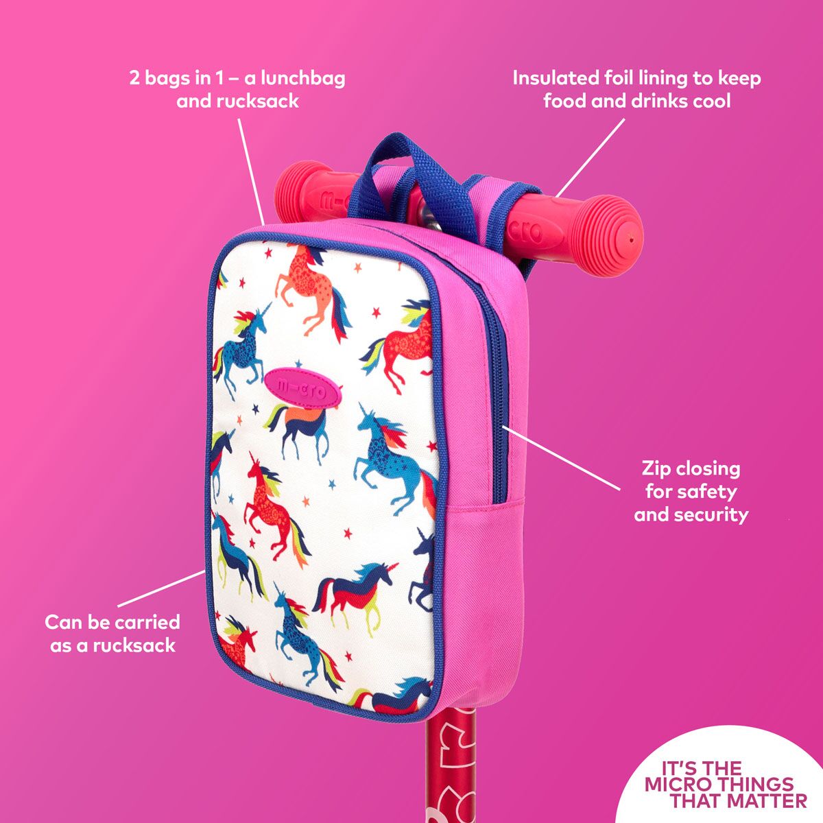 Micro Eco Lunch Bag: Unicorns (ZIP)
